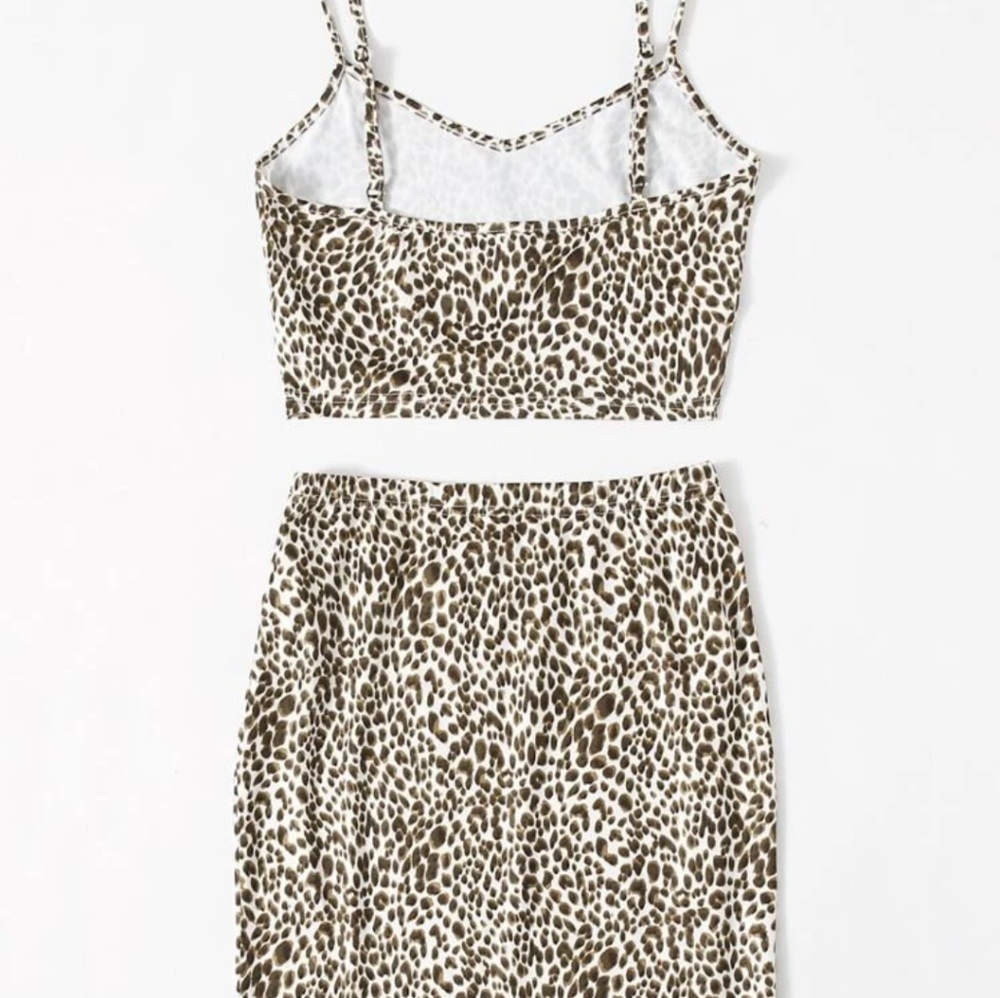 Leopard print skirt and crop top set